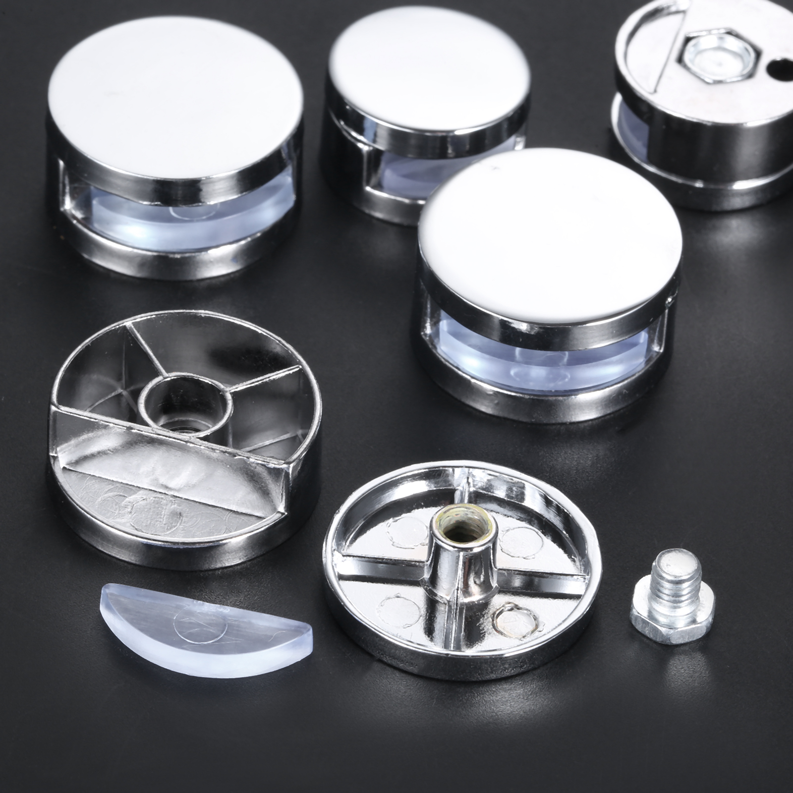 10PCS Mirror Clips Zinc Alloy Glass Clips Clamps Holder Round Wall