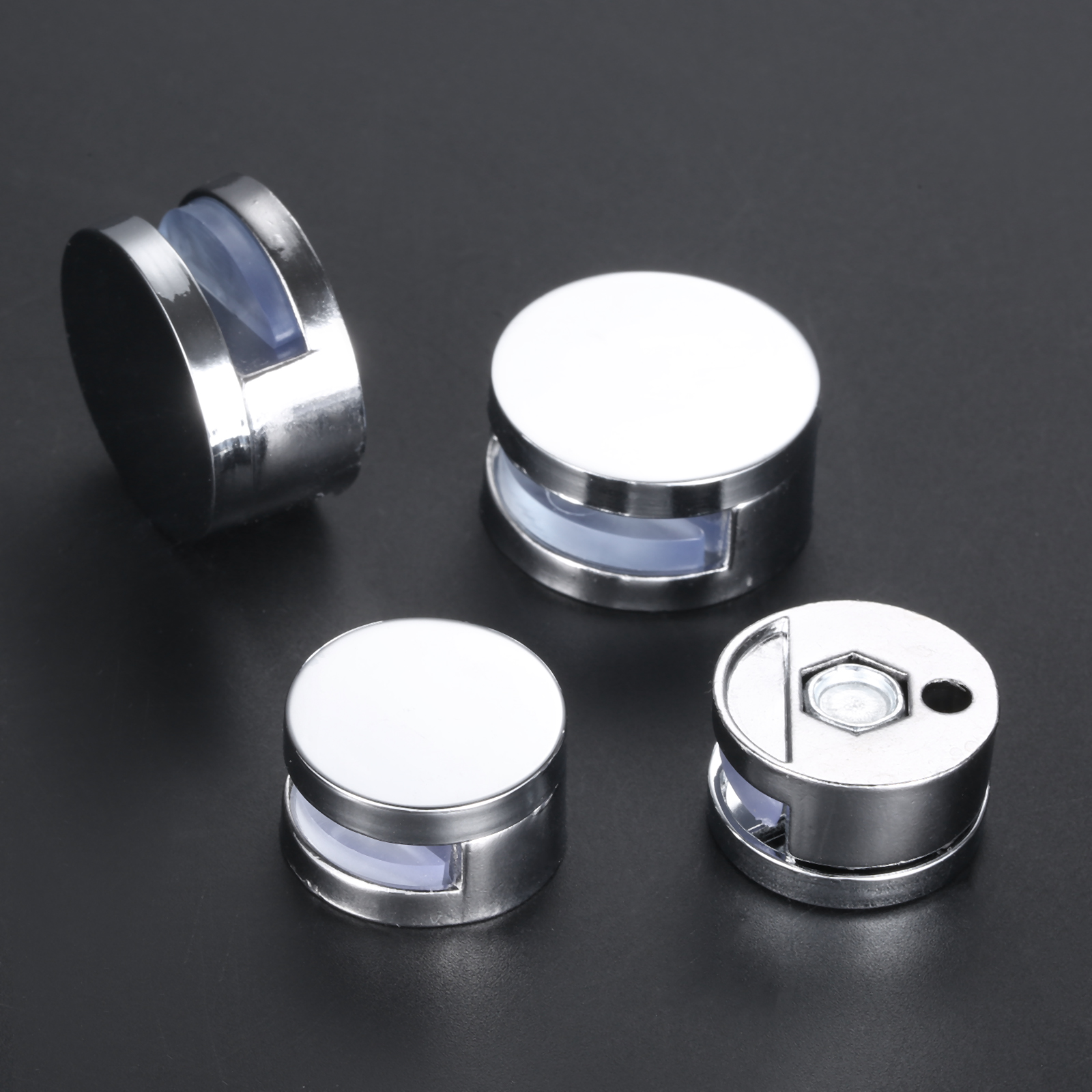 10PCS Mirror Clips Zinc Alloy Glass Clips Clamps Holder Round Wall